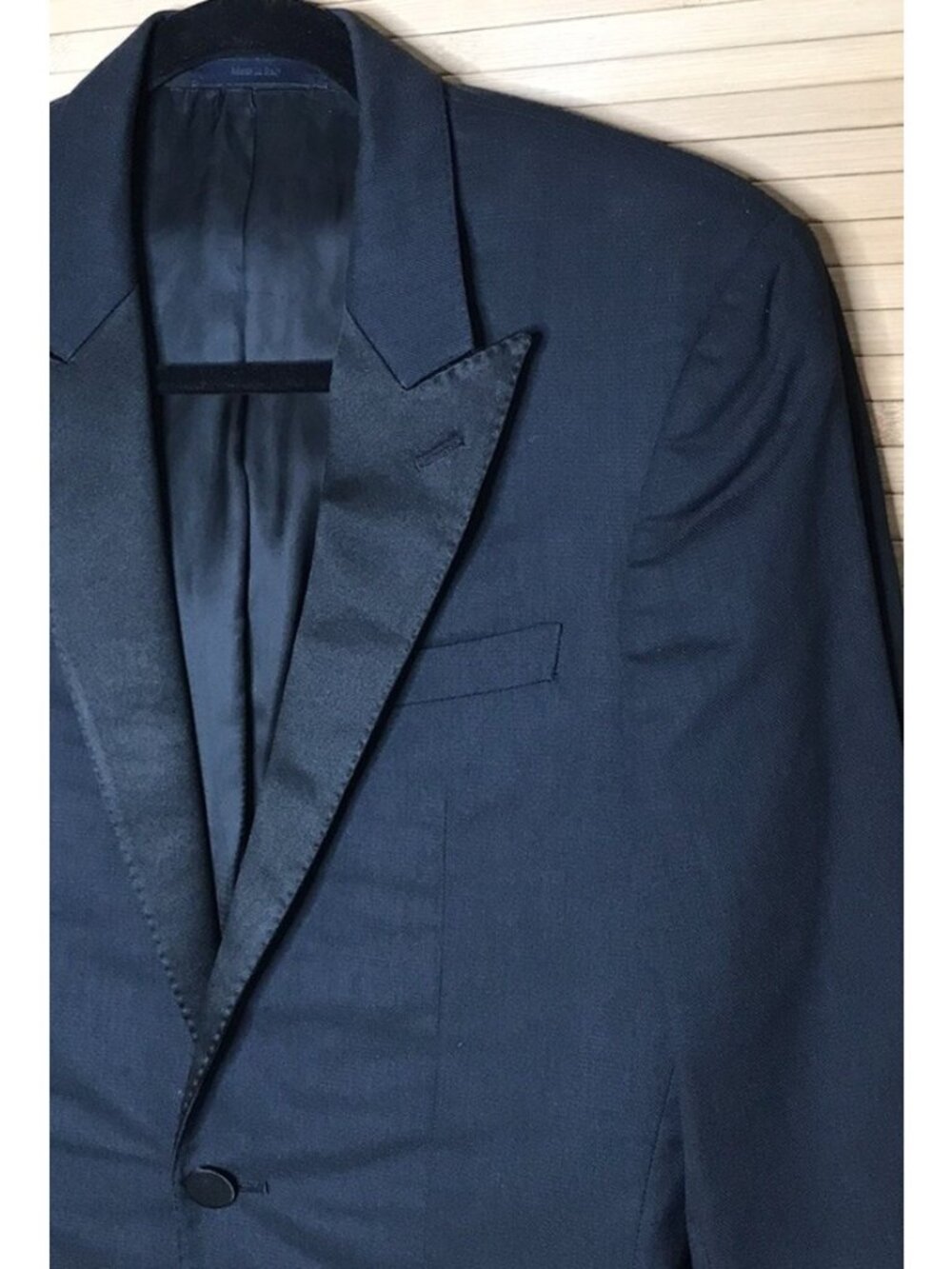 LANVIN black midnight blue formal tuxedo blazer jacket FR44 US 34 SLIM - Picture 2 of 6
